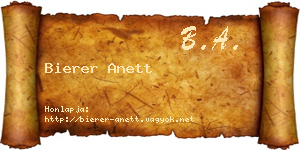 Bierer Anett névjegykártya